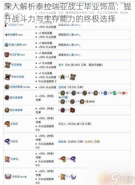 深入解析泰拉瑞亚战士毕业饰品：提升战斗力与生存能力的终极选择